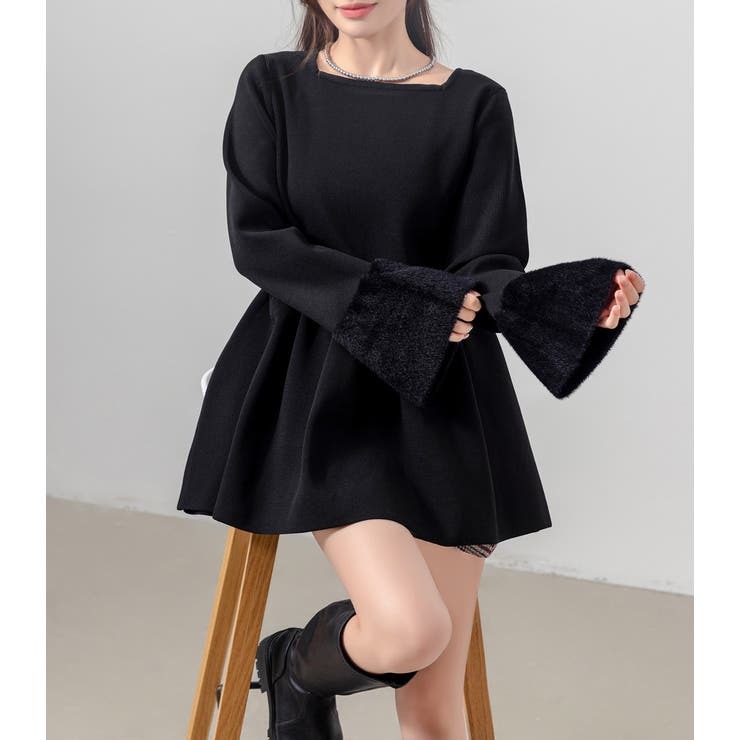 注目ブランド ペプラム ニット トップス[品番：TY000008778]｜teddyshop トップス