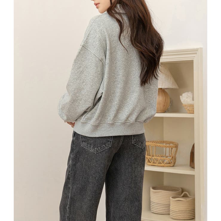 「裾リブで冷気防止」裏起毛 スウェット ハーフジップ | teddyshop | 詳細画像14 