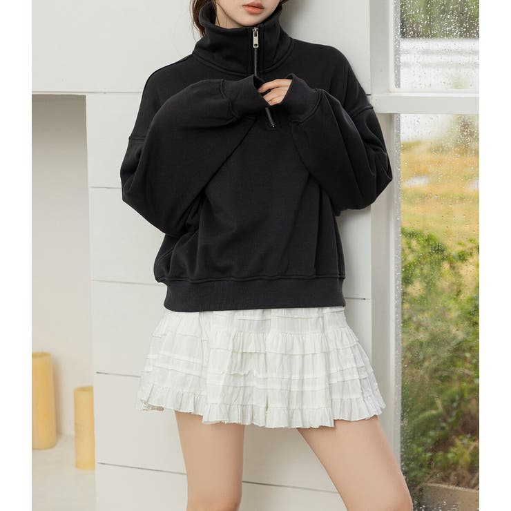 「裾リブで冷気防止」裏起毛 スウェット ハーフジップ | teddyshop | 詳細画像19 
