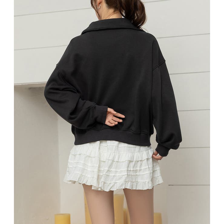 「裾リブで冷気防止」裏起毛 スウェット ハーフジップ | teddyshop | 詳細画像20 