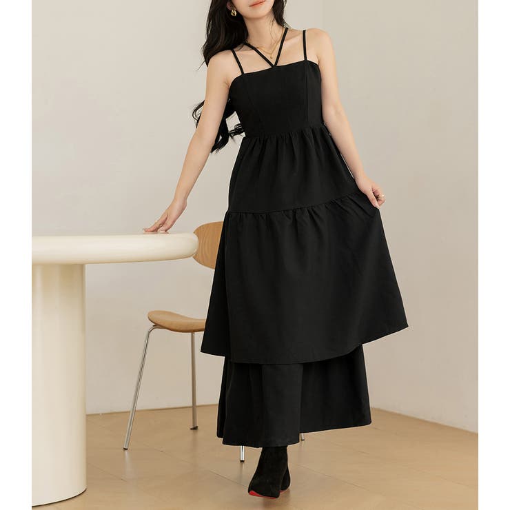 「デコルテを彩る肩紐」ワンピース ティアード レディース | teddyshop | 詳細画像12 