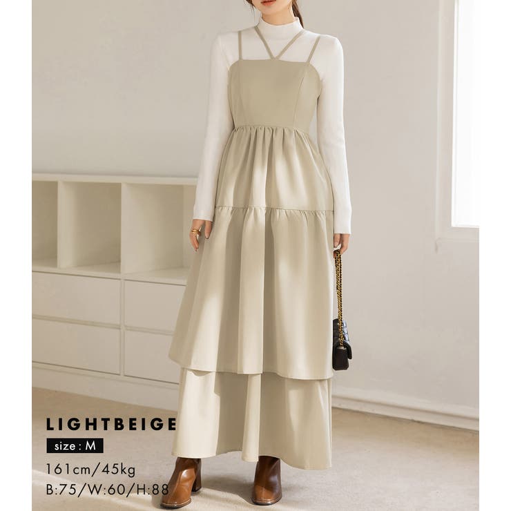 「デコルテを彩る肩紐」ワンピース ティアード レディース | teddyshop | 詳細画像15 