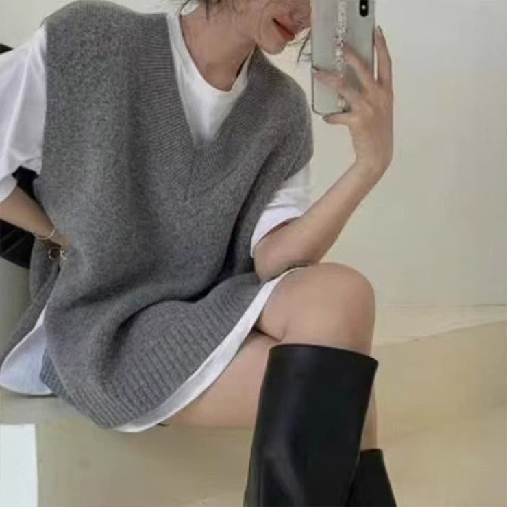 「フレンチスリーブな袖口が◎」ニットベスト レディース ジレ | teddyshop | 詳細画像17 