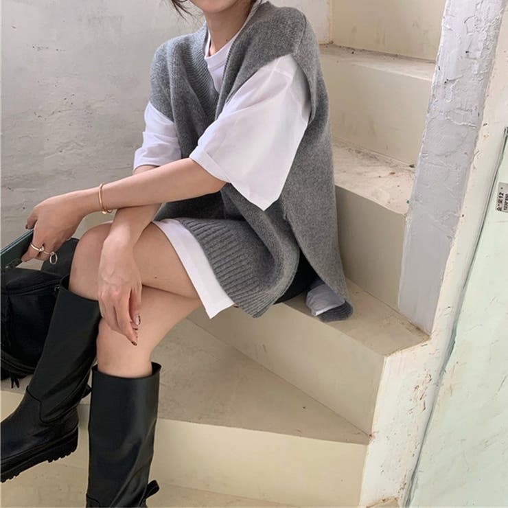 「フレンチスリーブな袖口が◎」ニットベスト レディース ジレ | teddyshop | 詳細画像18 