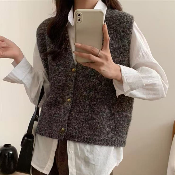 「ボタンデザインにも違いが」ニット ベスト ラメ入りMIX | teddyshop | 詳細画像16 