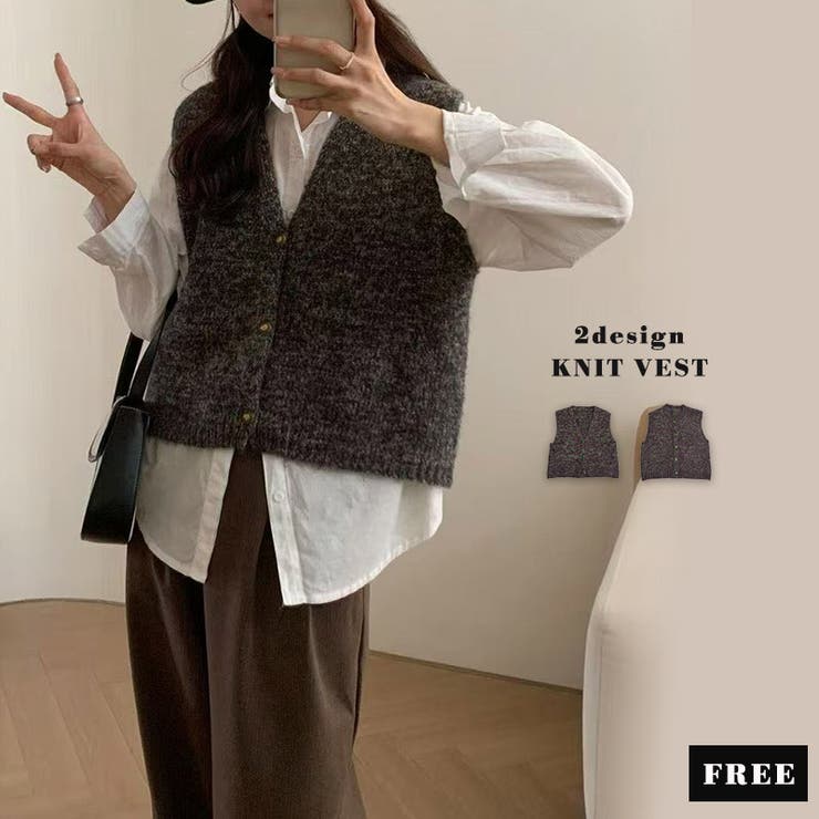 「ボタンデザインにも違いが」ニット ベスト ラメ入りMIX | teddyshop | 詳細画像2 