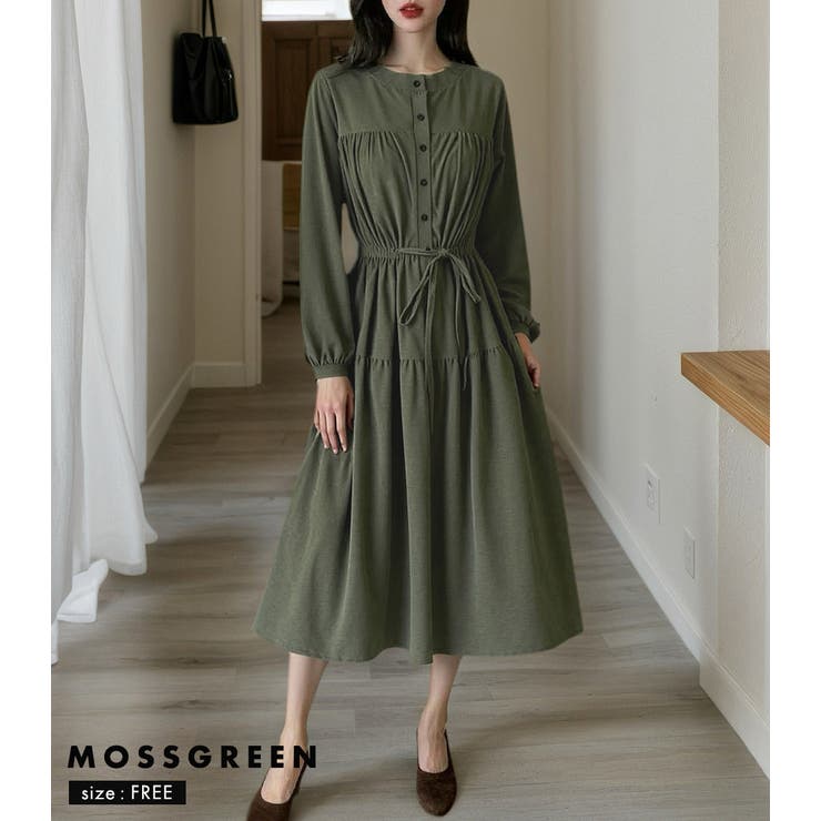 「ウエストマークで見え方変化」ワンピース ミモレ丈 コーデュロイ | teddyshop | 詳細画像20 