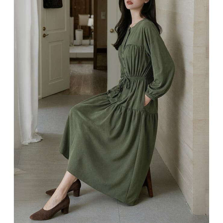 「ウエストマークで見え方変化」ワンピース ミモレ丈 コーデュロイ | teddyshop | 詳細画像23 