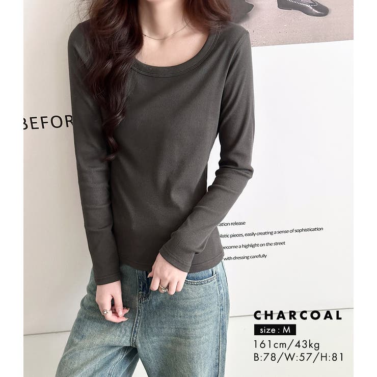 「親しみやすい着方へ」リブ トップス カットソー | teddyshop | 詳細画像12 