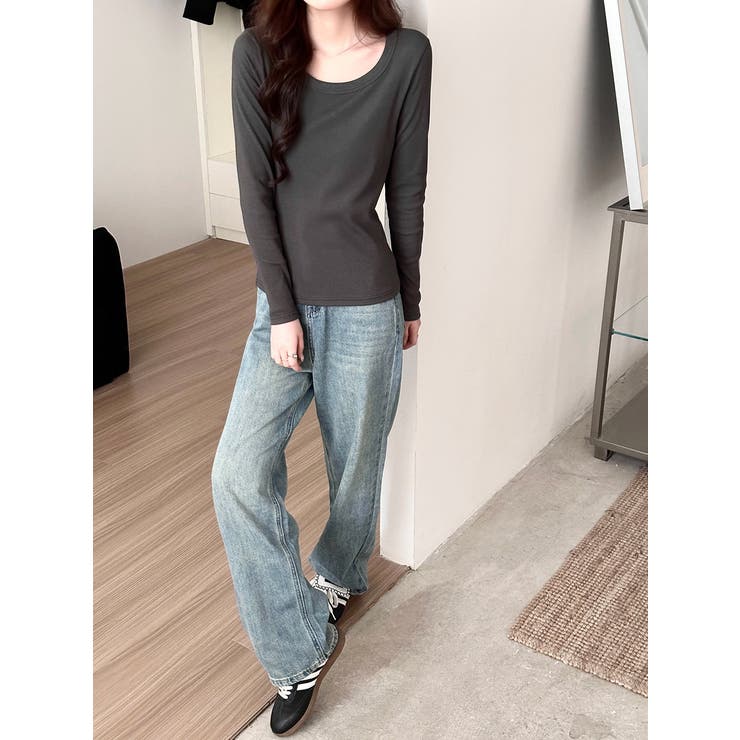 「親しみやすい着方へ」リブ トップス カットソー | teddyshop | 詳細画像16 