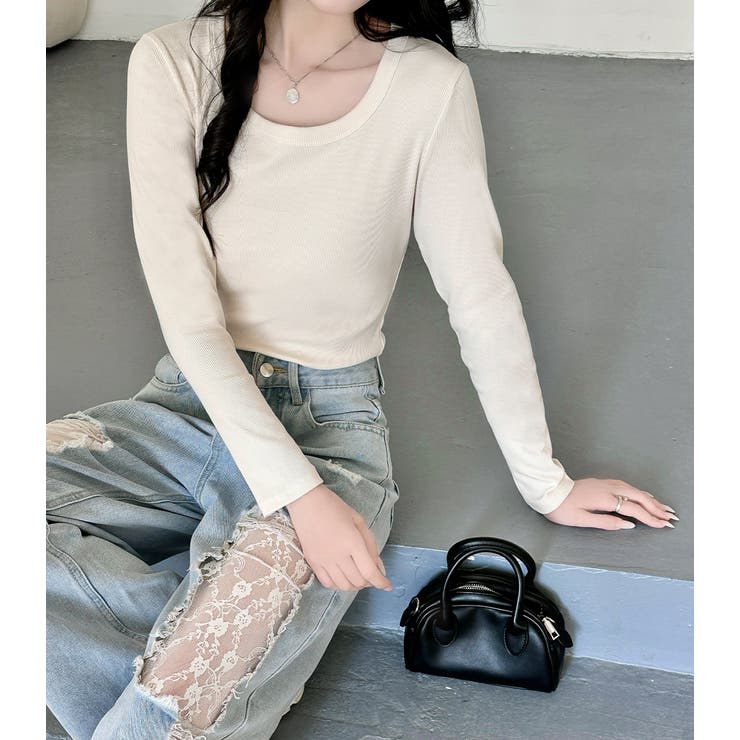 「親しみやすい着方へ」リブ トップス カットソー | teddyshop | 詳細画像18 