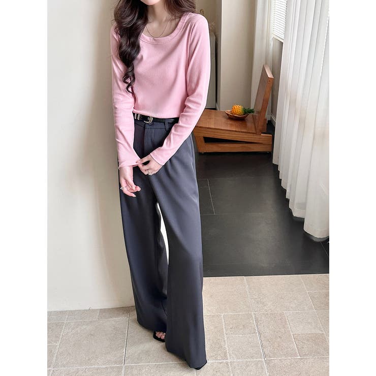 「親しみやすい着方へ」リブ トップス カットソー | teddyshop | 詳細画像34 