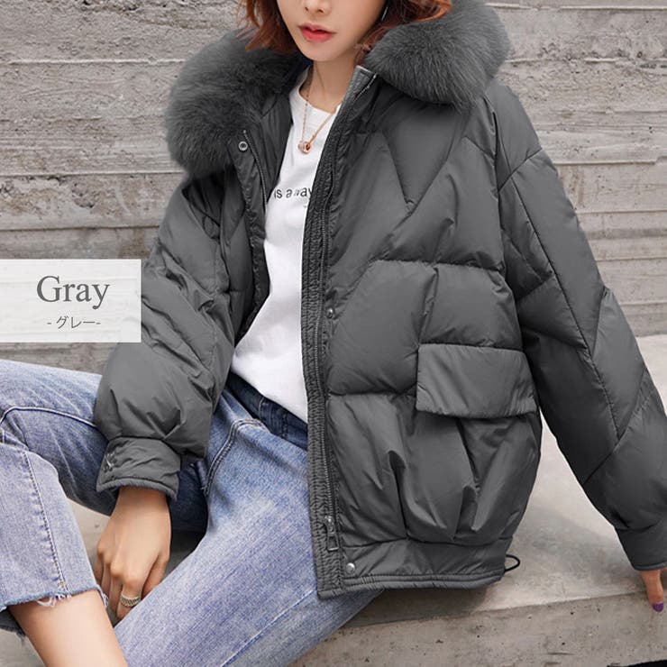   Jeans グレー ダウンジャケット ダウンジャケット おしゃれ レディース[品番：TY000005973]｜teddyshop