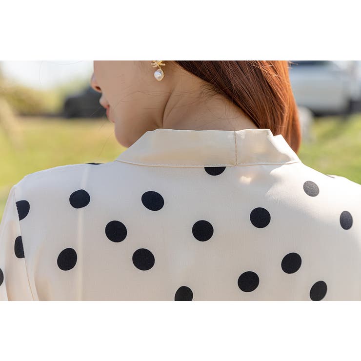 極美品✨ モガ MOGA ドット ボウタイ ミモレ ワンピース Aライン 大きめ ドットptワンピース （ロング・マキシ丈ワンピース）｜MOGA