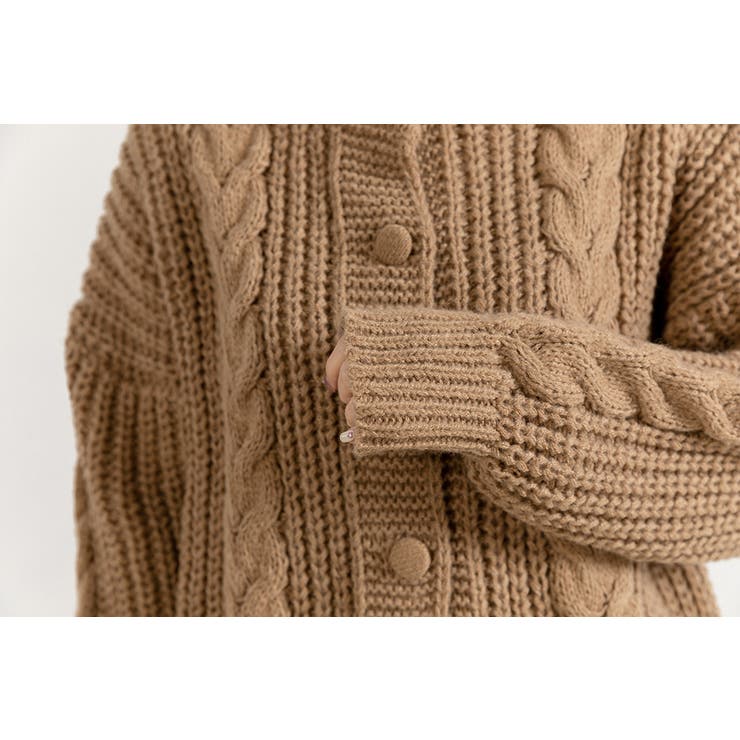 moose's ニットカーディガンRich cardigan brown ゆる感 ニットカーデ カーディガン[品番：TY000008211