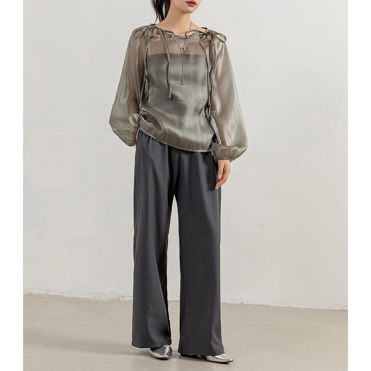 完売】edit & co. ショルダーリボン シェル トップス