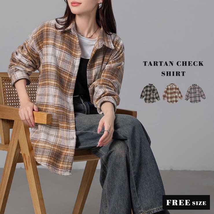 チェックシャツ タータンチェック レディース[品番：TY000008723