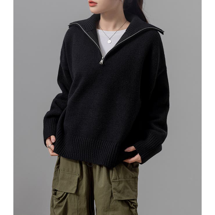 ハーフジップ ニット セーター[品番：TY000008768]｜teddyshop