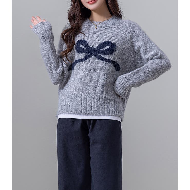 ジャガード ニット リボンモチーフ | teddyshop | 詳細画像13 