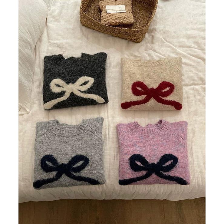 ジャガード ニット リボンモチーフ | teddyshop | 詳細画像32 