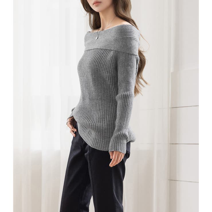 リブニット オフショルダー 全3色 | teddyshop | 詳細画像10 