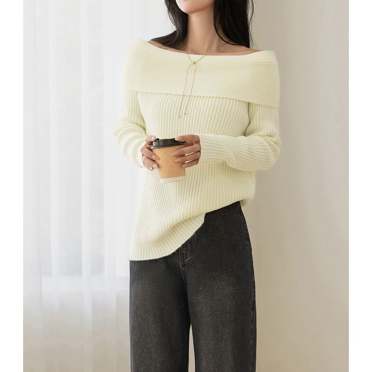 リブニット オフショルダー 全3色 | teddyshop | 詳細画像15 