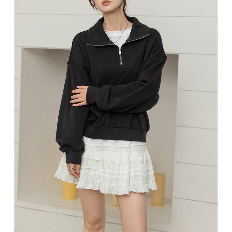 「裾リブで冷気防止」裏起毛 スウェット ハーフジップ | teddyshop | 詳細画像18 