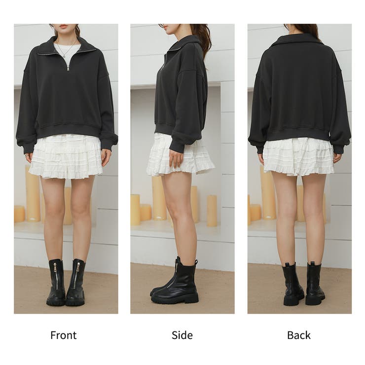 「裾リブで冷気防止」裏起毛 スウェット ハーフジップ | teddyshop | 詳細画像26 