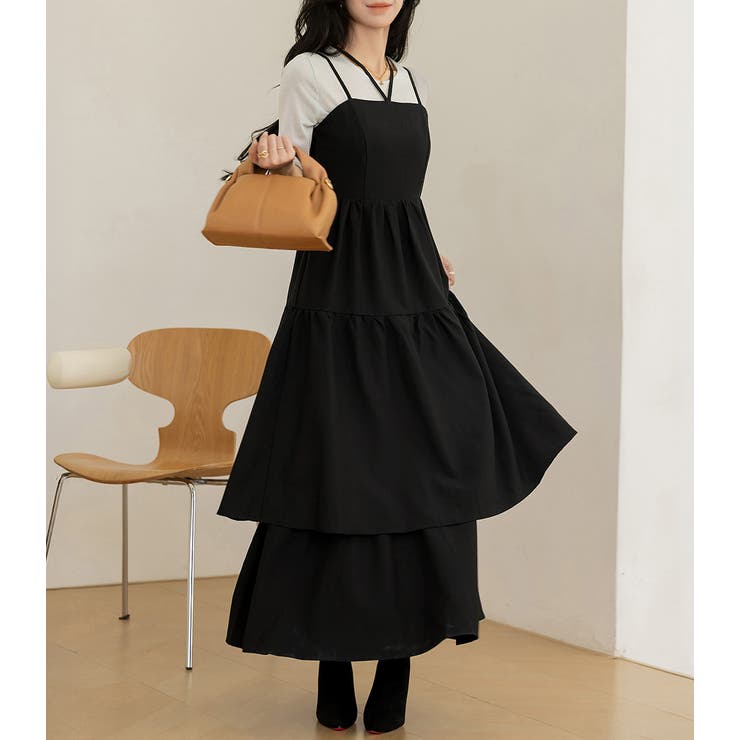 「デコルテを彩る肩紐」ワンピース ティアード レディース | teddyshop | 詳細画像9 