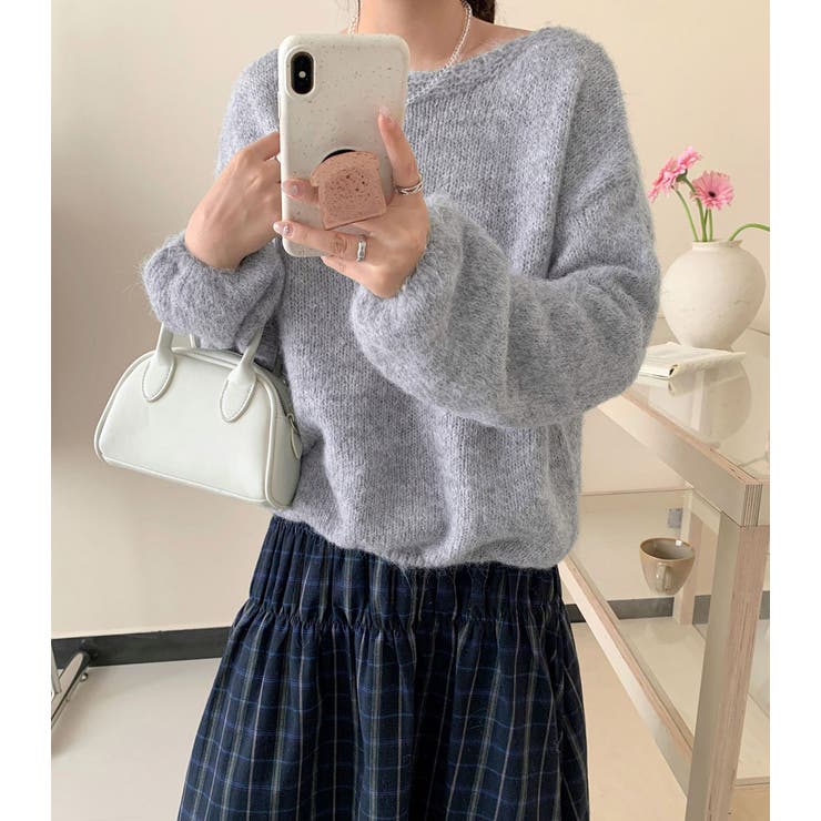 「アクセ付けて首回りを綺麗に」ニット モヘアタッチ トップス | teddyshop | 詳細画像21 