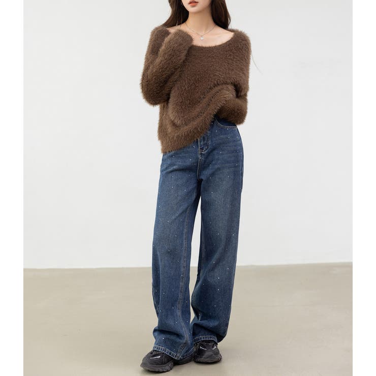 「薄っすら見えるリブが◎」ニット シャギー トップス | teddyshop | 詳細画像15 