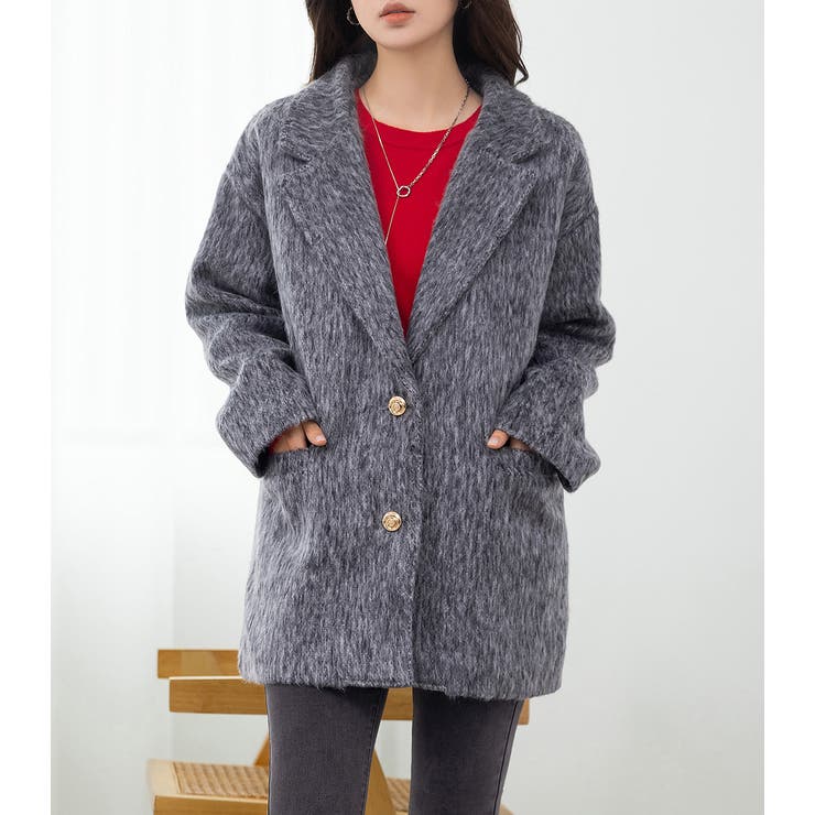 「リッチ感ある金ボタン」ジャケット シャギー ミックス | teddyshop | 詳細画像15 