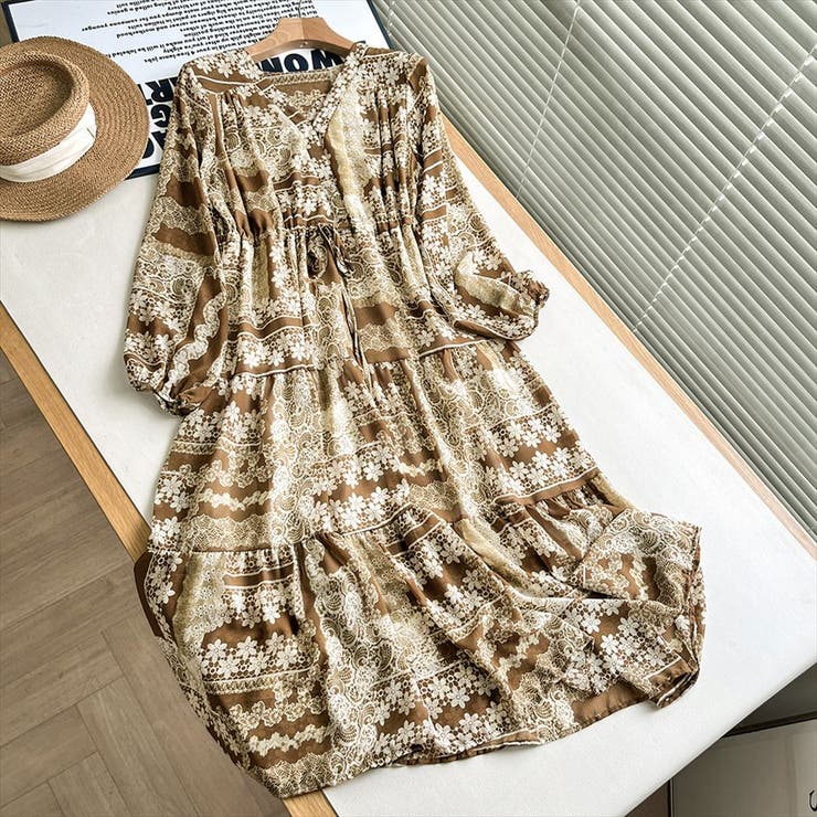 「カシュクールで首回りを快適に」ワンピース ロング丈 ティアード | teddyshop | 詳細画像17 