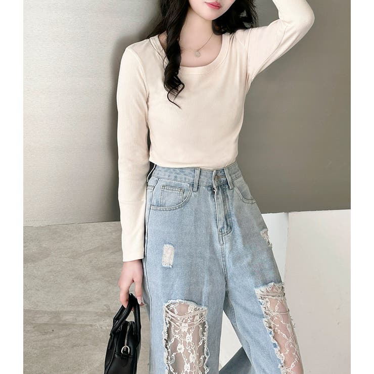 「親しみやすい着方へ」リブ トップス カットソー | teddyshop | 詳細画像20 