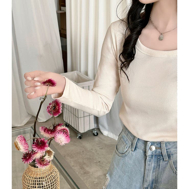 「親しみやすい着方へ」リブ トップス カットソー | teddyshop | 詳細画像21 