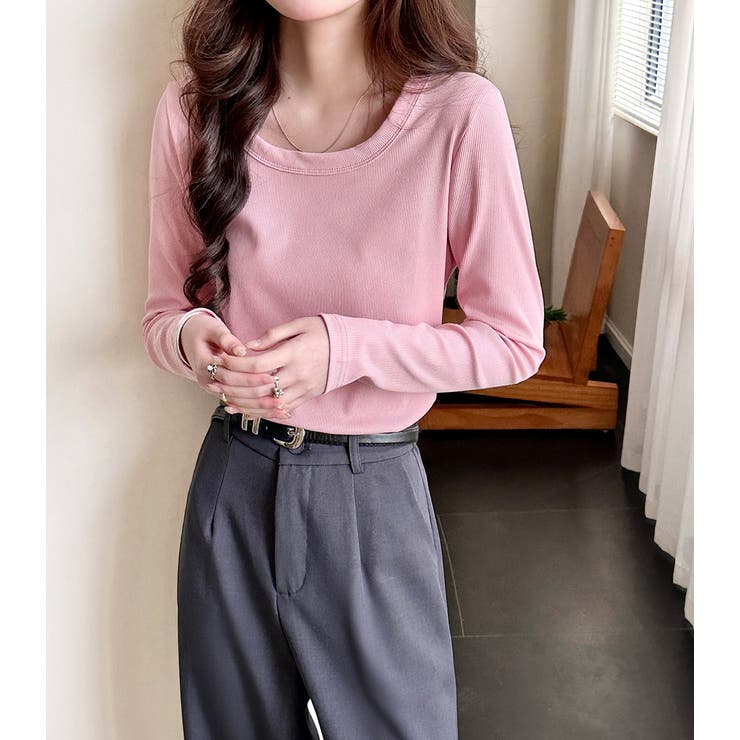 「親しみやすい着方へ」リブ トップス カットソー | teddyshop | 詳細画像32 