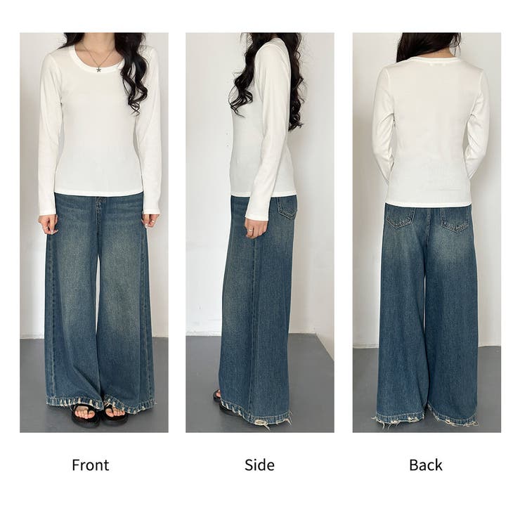 「親しみやすい着方へ」リブ トップス カットソー | teddyshop | 詳細画像35 