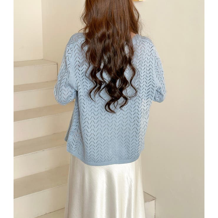 「透かし編みで大人の抜け感」カーディガン 全5色 薄手 | teddyshop | 詳細画像18 