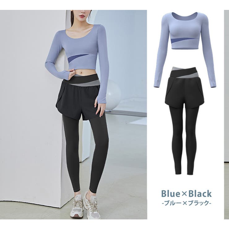 ヨガウェア トップス（M）とレギンス（S ）セット ヨガウェア 上下セット レディース トップス 美尻 レギンス 指穴