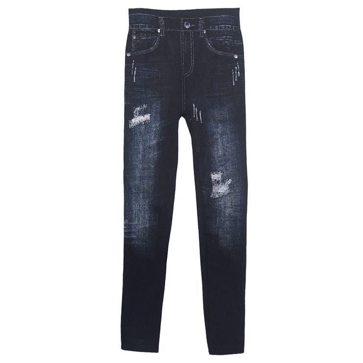 ２．裏パイルブラック | デニム風 レギンス レギンスパンツ | terracotta