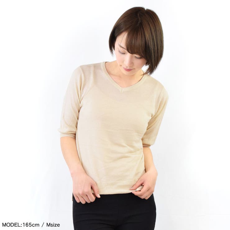 ニット 半袖 Ｖネック | terracotta | 詳細画像7 