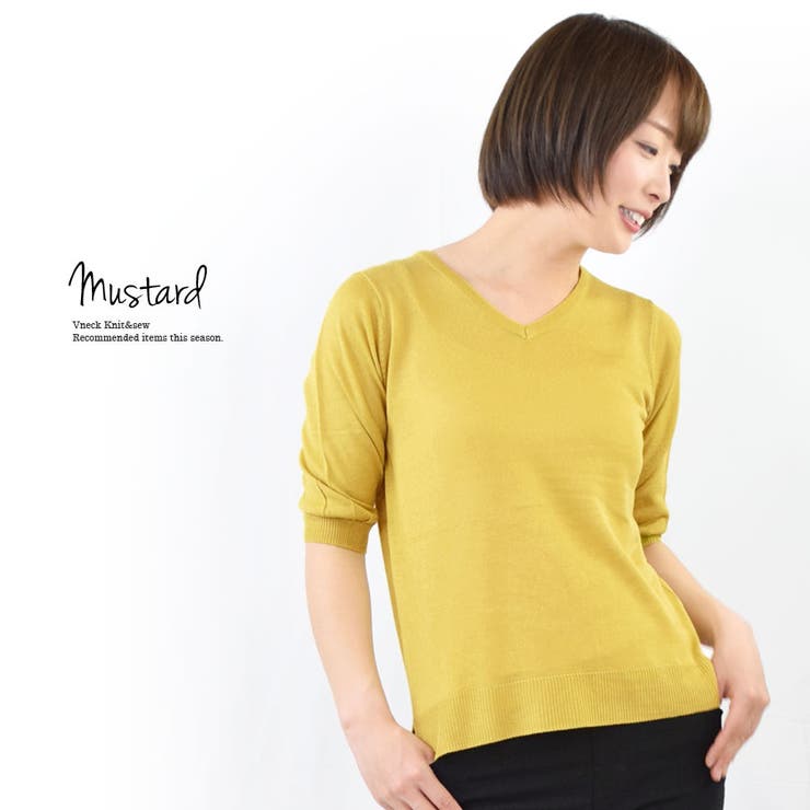 ニット 半袖 Ｖネック | terracotta | 詳細画像13 