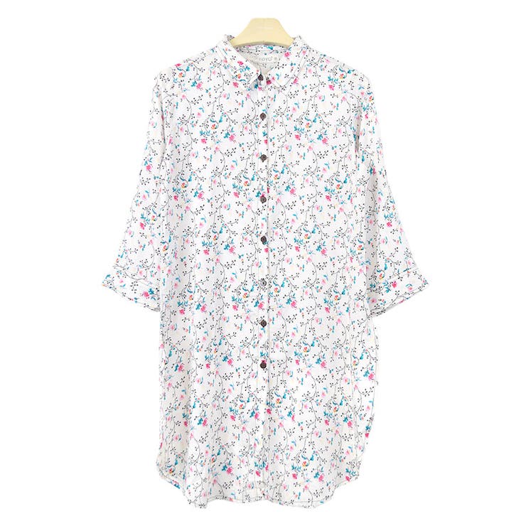 １．小花柄ホワイト | ブラウス シャツ 長袖 | terracotta