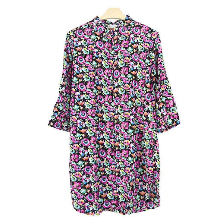 ３．大花柄ブラック | ブラウス シャツ 長袖 | terracotta