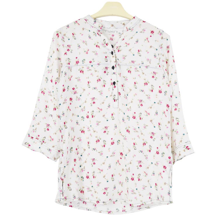 ３．小花柄アイボリー | シャツ ブラウス 七分袖 | terracotta