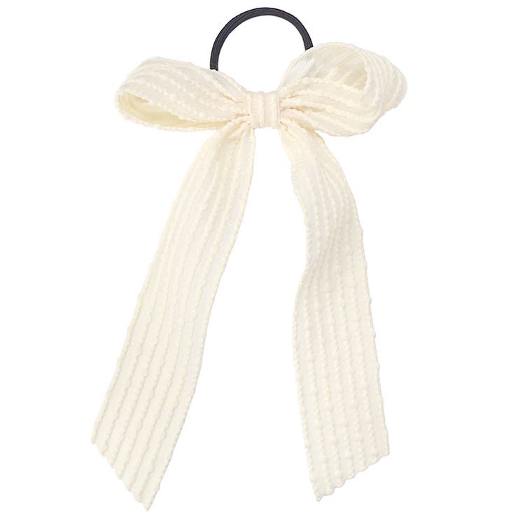 ５．アイボリー | BIG リボン ヘアポニー | terracotta