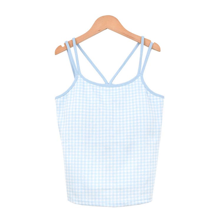 １．チェック×ブルー | カップ付き キャミソール インナー | terracotta