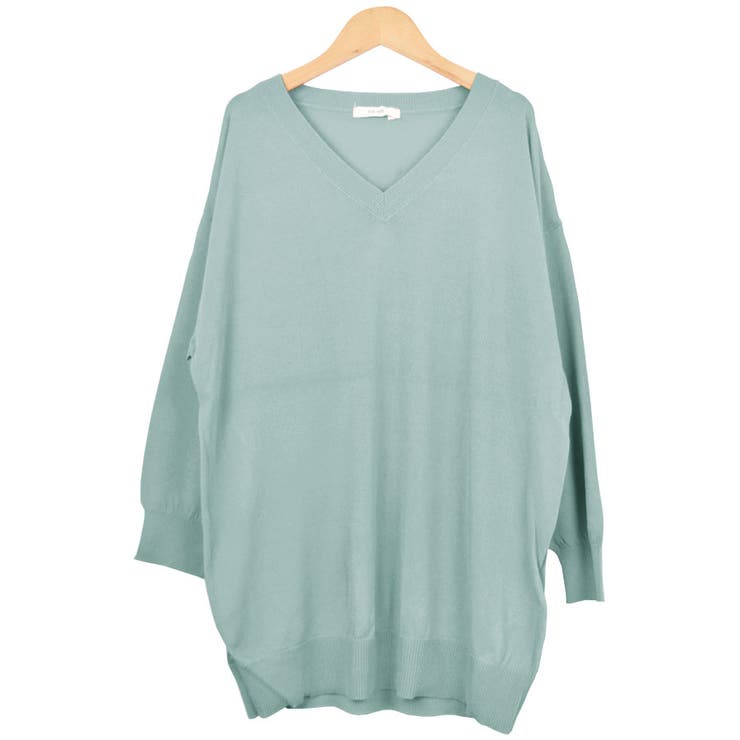 ３．ダスティミント | ニット Ｖネック 七分袖 | terracotta