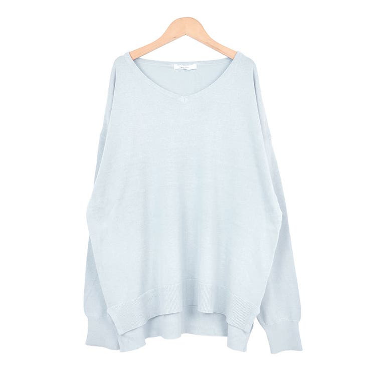 ６．サックス | ニット ニットソー Vネック | terracotta