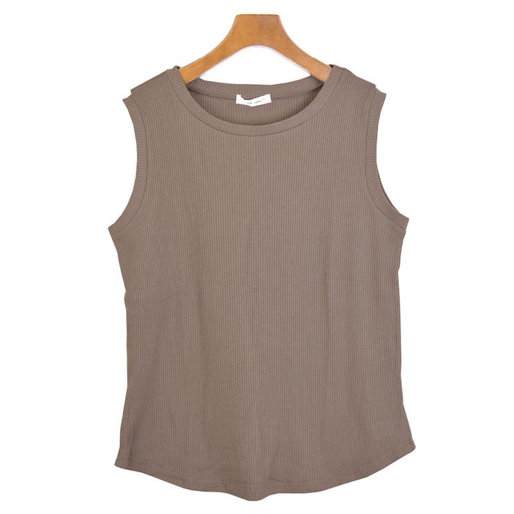 ６．ブラウン | タンクトップ リブ地 ノースリーブ | terracotta